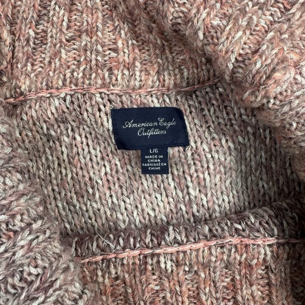 American Eagle Off The Shoulder Pink Sweater Knit Metallic Coquette Balletcore